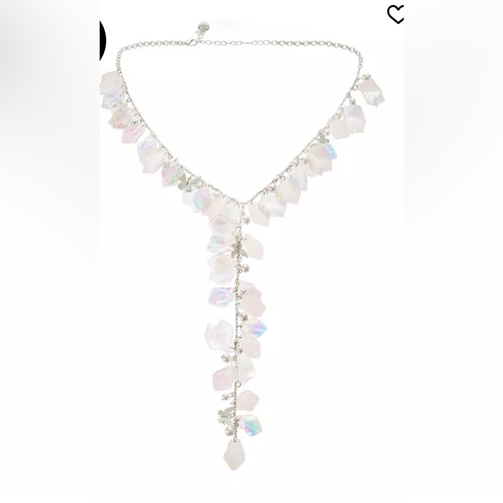 Betsey Johnson garden flower petal Y Necklace NWT